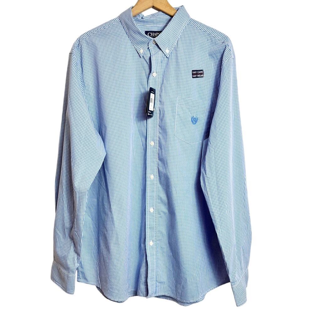 CHAPS BLUE MULTI XXL MEN LONG SLEEVE BUTTON UP BRAND NEW WITH TAGS